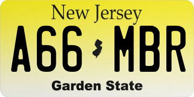 NJ license plate A66MBR