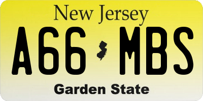 NJ license plate A66MBS