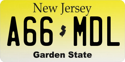 NJ license plate A66MDL