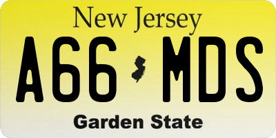 NJ license plate A66MDS