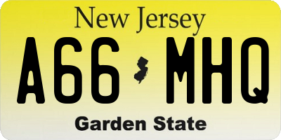 NJ license plate A66MHQ