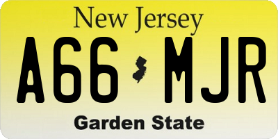 NJ license plate A66MJR