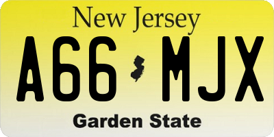 NJ license plate A66MJX
