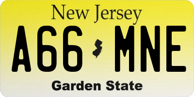 NJ license plate A66MNE