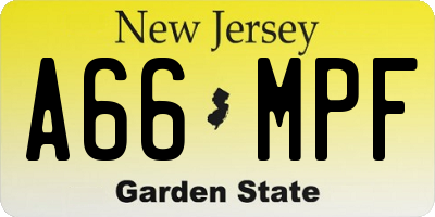 NJ license plate A66MPF