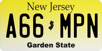 NJ license plate A66MPN