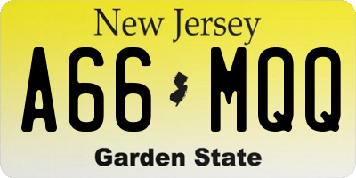 NJ license plate A66MQQ