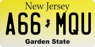 NJ license plate A66MQU