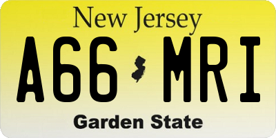 NJ license plate A66MRI