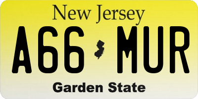 NJ license plate A66MUR