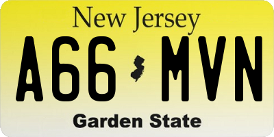 NJ license plate A66MVN