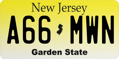 NJ license plate A66MWN