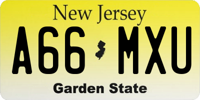 NJ license plate A66MXU