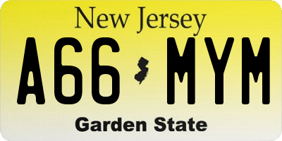 NJ license plate A66MYM