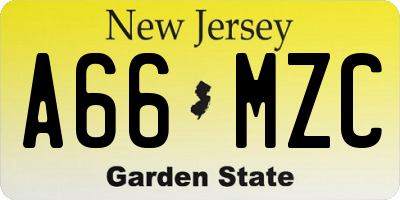 NJ license plate A66MZC