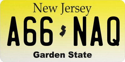 NJ license plate A66NAQ