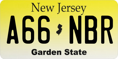NJ license plate A66NBR