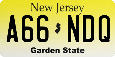 NJ license plate A66NDQ