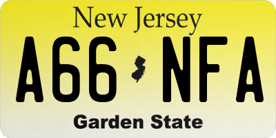 NJ license plate A66NFA