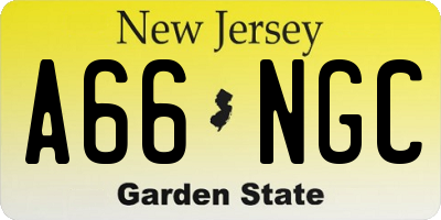 NJ license plate A66NGC