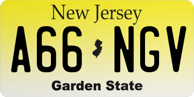 NJ license plate A66NGV
