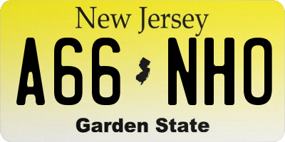 NJ license plate A66NHO