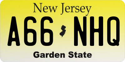 NJ license plate A66NHQ