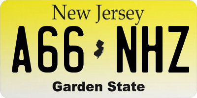 NJ license plate A66NHZ
