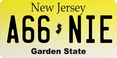 NJ license plate A66NIE
