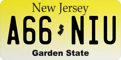 NJ license plate A66NIU