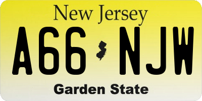 NJ license plate A66NJW