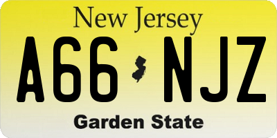 NJ license plate A66NJZ