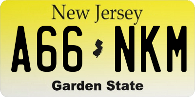 NJ license plate A66NKM