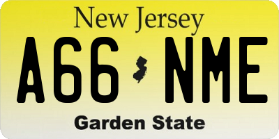 NJ license plate A66NME