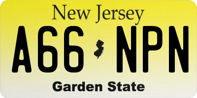 NJ license plate A66NPN