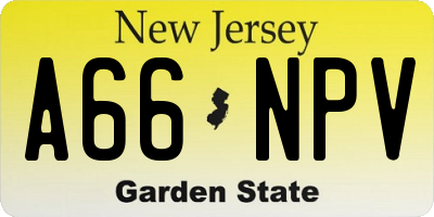 NJ license plate A66NPV