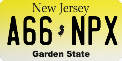 NJ license plate A66NPX