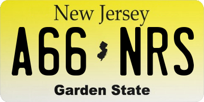 NJ license plate A66NRS