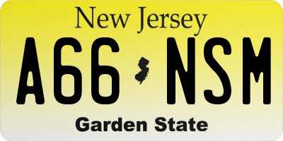 NJ license plate A66NSM