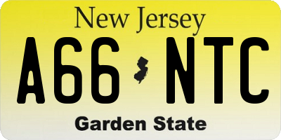 NJ license plate A66NTC
