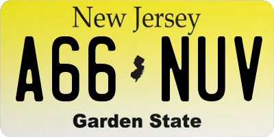 NJ license plate A66NUV