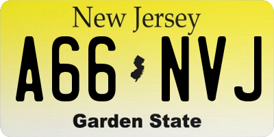 NJ license plate A66NVJ