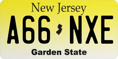 NJ license plate A66NXE