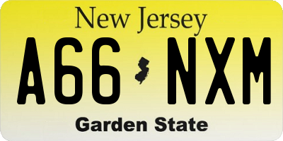 NJ license plate A66NXM