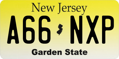 NJ license plate A66NXP