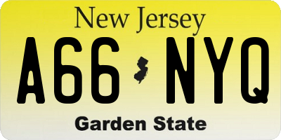 NJ license plate A66NYQ