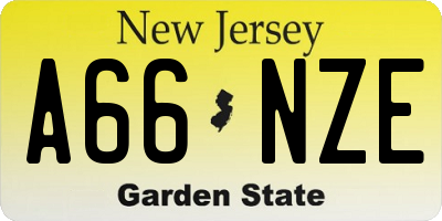 NJ license plate A66NZE
