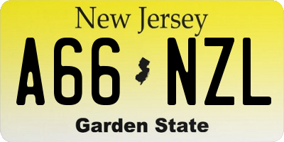 NJ license plate A66NZL