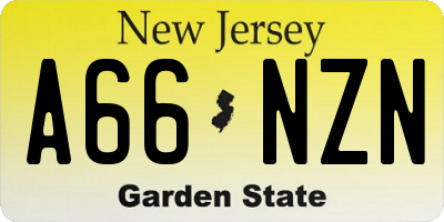 NJ license plate A66NZN