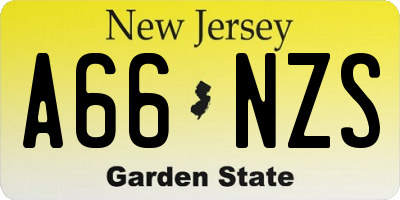 NJ license plate A66NZS